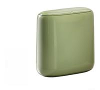 Oval Push Lid Trash Bin 12 Litre Waste Basket for Small Spaces - Inner Bucket Kitchen Bin with Soft Close Action Narrow Gap Fit(Green)