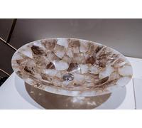 Oval Quartz Sink I Smoky Quartz Table Mounted Handwash Bowl I Geode Design Counter Top Wash Basin I Handmade Royal Wash Basin I Vanity Van Vessel I 24 x 19 Inches Belfast Sink