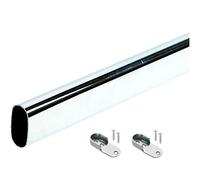 Oval Rail Tube Wardrobe Chrome 700mm + End Support & Screws