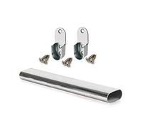Oval Rail Wardrobe Polished Chrome Hanging Tube Cut to Size + END SUPPORTS and SCREWS (1200mm (1.2m) ~47.2″)