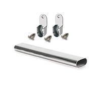 Oval Rail Wardrobe Polished Chrome Hanging Tube Cut to Size + END SUPPORTS and SCREWS (400mm (0.4m) ~15.7″)