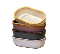 Oval Reactive Glaze Mini Oven Dishes Set Of 4 Ceramic Dark Mix Serving Sauce Dip Bowls