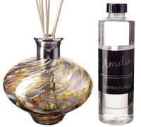 Oval Reed Diffuser Gold, Brown and White with Cotton Flower Fragrance