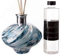 Oval Reed Diffuser Turquoise & White with Cotton Flower Fragrance