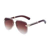 Oval Rimless Sunglasses Men Women Vintage Frameless Sun Glasses For Male Eyewear Shades UV400 (C3 Gold Brown,One Size)