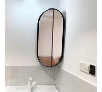Oval Rotatable Bathroom Mirror with Stand Decorative Aluminium Alloy Frame HD Cosmetic Mirror Explosion Proof Swivel Mirror for Corner Nero Color 30X50cm