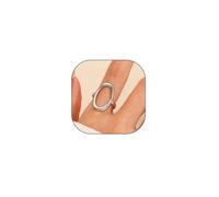 Oval Round Open Geometric Ring for Women Teen Girls Trend Chunky 14k Gold Silver Statement Ring Dainty Promise Minimalist Simple Knuckle Loop Rings (Silver)
