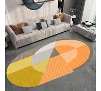 Oval Rugs For Living Room Anti Slip Carpet for Bedroom Dining Room Floor Decoration Carpets Mat Modern geometric yellow, orange, 90 x 150cm