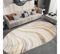 Oval Rugs For Living Room Large Soft Non Slip Short Pile Machine Washable Bedrooms Laundry Room Bedside rug Modern abstract camel, brown, 200 x 250cm