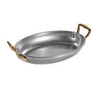 Oval seafood lobster plate, Spanish stainless steel with double handles | Stainless steel plate, cooking pan, oval plates, seafood kitchen cookware, for home or restaurants(Silver,20cm)