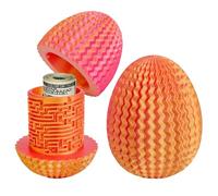 Oval Secret Maze Box for Money & Gifts, 3D Printed Puzzle Box in Red with Hidden Compartment and Code Cylinder, Concentration Game, Reusable Birthday