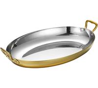 Oval Serving Tray - 304 Stainless Steel Seafood Paella Pan with Double Handles, Ideal for Restaurants, Camping, Skillet Cooking, and Home Use