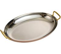 Oval Serving Tray - 304 Stainless Steel Seafood Paella Pan with Double Handles, Ideal for Restaurants, Camping, Skillet Cooking, and Home Use