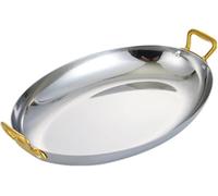 Oval Serving Tray - 304 Stainless Steel Seafood Paella Pan with Double Handles, Ideal for Restaurants, Camping, Skillet Cooking, and Home Use