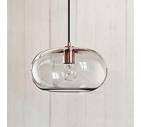 Oval Shape Clear/coffe/grey Glass Round Ball 11.8in Single Head Pendant Light Fixture Metal Lamp Holder Nordic Style Hanging Lamp Adjustable Cord Barber Shop Cafe Restaurant Indoor chandelier (C