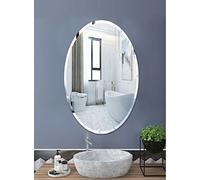 OVAL SHAPE Frameless Round Wall Mounted Mirror Frameless Bathroom Living Room A Must have Mirror Home Decor (50x70 cm)