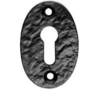 Oval Shaped Escutcheon Lock Profile 49 x 32.5mm Black Antique Keyhole Cover