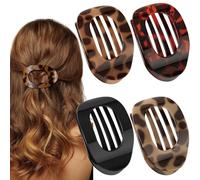 Oval-Shaped Flat Claw for Women-Strong Hold Lay Down Claw Clamps Hair Barrettes Alligator Clip-Flat Clips-Simple Elegant Duckbill Hair Clip for Thick Thin Hair (4Pcs Style B)