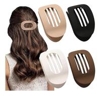 Oval-Shaped Flat Claw for Women-Strong Hold Lay Down Claw Clamps Hair Barrettes Alligator Clip-Flat Clips-Simple Elegant Duckbill Hair Clip for Thick Thin Hair (4Pcs Style C)