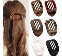 Oval-Shaped Flat Claw for Women-Strong Hold Lay Down Claw Clamps Hair Barrettes Alligator Clip-Flat Clips-Simple Elegant Duckbill Hair Clip for Thick Thin Hair (6Pcs Style C)