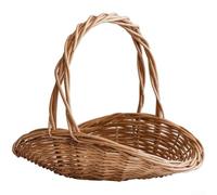 Oval-Shaped Handwoven Willow Basket Featuring Construction and Ergonomic Handle for Daily Use and Decor (large size)