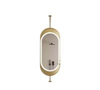 Oval-Shaped, Rotatable Ceiling-Mounted Mirror, Bathroom Vanity Mirror LED Lighting, Suitable for Home and Hotel Decoration(Gold,60x120cm)
