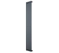 Oval Single Column Radiator 1600 x 240mm Modern Designer Single Panel Central Heating Heater Matt Anthracite Grey Carbon Steel Vertical Kitchen Living Room FREE Cleaning Brush Fixing Kit & Brackets