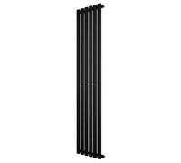 Oval Single Column Radiator 1600 x 360mm Modern Designer Single Panel Central Heating Heater Matt Black Carbon Steel Vertical Kitchen Living Room FREE Cleaning Brush Fixing Kit & Brackets