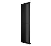 Oval Single Column Radiator 1600 x 480mm Modern Designer Single Panel Central Heating Heater Matt Black Carbon Steel Vertical Kitchen Living Room FREE Cleaning Brush Fixing Kit & Brackets