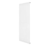 Oval Single Column Radiator 1600 x 600mm Modern Designer Single Panel Central Heating Heater Gloss White Carbon Steel Vertical Kitchen Living Room FREE Cleaning Brush Fixing Kit & Brackets