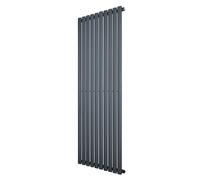 Oval Single Column Radiator 1600 x 600mm Modern Designer Single Panel Central Heating Heater Matt Anthracite Grey Carbon Steel Vertical Kitchen Living Room FREE Cleaning Brush Fixing Kit & Brackets
