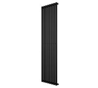 Oval Single Column Radiator 1800 x 480mm Modern Designer Single Panel Central Heating Heater Matt Black Carbon Steel Vertical Kitchen Living Room FREE Cleaning Brush Fixing Kit & Brackets
