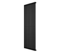 Oval Single Column Radiator 1800 x 600mm Modern Designer Single Panel Central Heating Heater Matt Black Carbon Steel Vertical Kitchen Living Room FREE Cleaning Brush Fixing Kit & Brackets