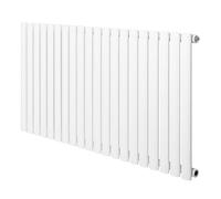 Oval Single Column Radiator 600 x 1200mm Modern Designer Single Panel Central Heating Heater Gloss White Carbon Steel Horizontal Kitchen Living Room FREE Cleaning Brush Fixing Kit & Brackets