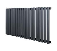 Oval Single Column Radiator 600 x 1200mm Modern Designer Single Panel Central Heating Heater Matt Anthracite Grey Carbon Steel Horizontal Kitchen Living Room FREE Cleaning Brush Fixing Kit & Brackets