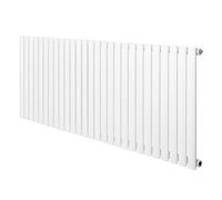 Oval Single Column Radiator 600 x 1620mm Modern Designer Single Panel Central Heating Heater Gloss White Carbon Steel Horizontal Kitchen Living Room Free Cleaning Brush Fixing Kit & Brackets