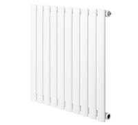 Oval Single Column Radiator 600mm x 600mm Modern Designer Single Panel Central Heating Heater Gloss White Carbon Steel Horizontal Kitchen Living Room FREE Cleaning Brush Fixing Kit & Brackets