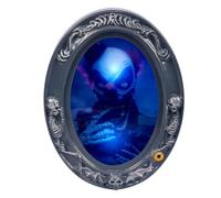 Oval Skeleton Halloween Decoration, Battery Powered Lighted Frame for Entryway, Tabletops, and Seasonal Displays Gothic Oval Decor Framed Halloween Accent Entryway Shelf Window Tabletop Seasonal