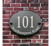Oval Slate House Signs Personalised Door Number/Street Name 200x150mm Deep engraved