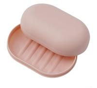 Oval Soap Dish Box - Portable Sealed Soap Container with Lid for Travel Shower Bathroom PP Construction Compact Size 11.2cm(Pink)