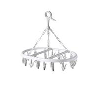 Oval Socks Dryer 20 Peg Clips with Hanger | Socks Undergarments Laundry Airer Rack Lingeri Knickers Hats Scarves Small Towels| White