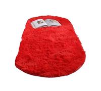 Oval Soft Silkly Plush Carpet Home Decor Living Room Sofa Coffee Table Floor Rug Bedroom Foot Mat Balcony Cushion for Bedrooms(Red,140x200CM(55x78.7in))