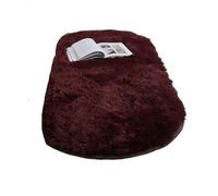 Oval Soft Silkly Plush Carpet Home Decor Living Room Sofa Coffee Table Floor Rug Bedroom Foot Mat Balcony Cushion for Bedrooms(Wine Red,140x200CM(55x78.7in))