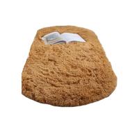 Oval Soft Silkly Plush Carpet Home Decor Living Room Sofa Coffee Table Floor Rug Bedroom Foot Mat Balcony Cushion for Bedrooms(Khaki,140x200CM(55x78.7in))