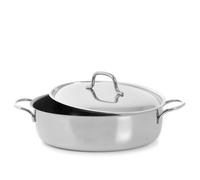 Oval Stainless Steel Casserole with 2 Handles and Lid 32 cm