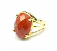 Oval Stone Ring Double Band Adjustable for Women，Redstone