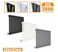 Oval Style 1 Column Horizontal Designer Radiator In Matte White - 600mm X 767mm