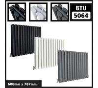 Oval Style 2 Column Horizontal Designer Radiator In Matte Anthracite - 600mm X 767mm