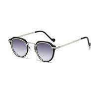 Oval Sunglasses For Women Gradient Shades UV400 (Black Silver Gray,One Size)
