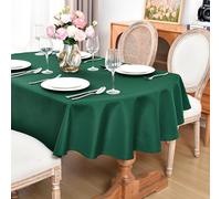 Oval Tablecloth 52 x 70 Inch Washable Polyester Table Cloth Solid Green Heavy Duty Fabric Table Cover Daily Use for Dining Home Kitchen Party Wedding